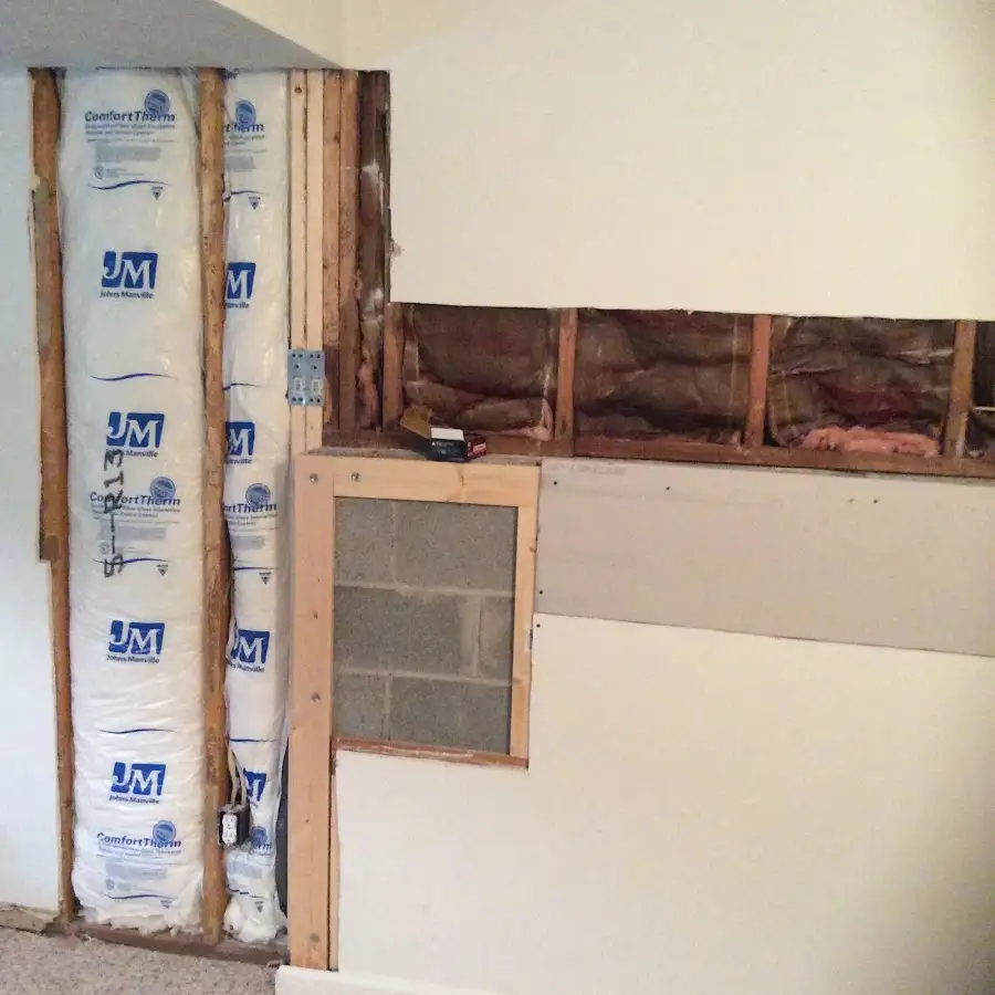 Wall insulation replacement during Basement Flood Cleanup in Burke